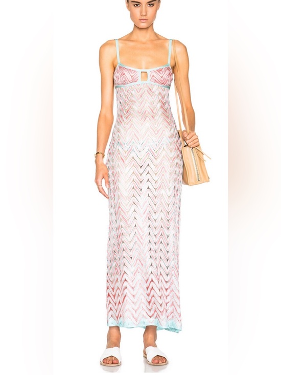 Missoni Dresses & Skirts - Missoni Zigzag Knit Maxi Dress - Aqua & Coral